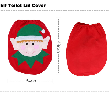 Christmas toilet seat cover sets featuring Santa Claus, Elk, Elf, and Snowman designs to decorate Kiwi bathrooms for the holidays