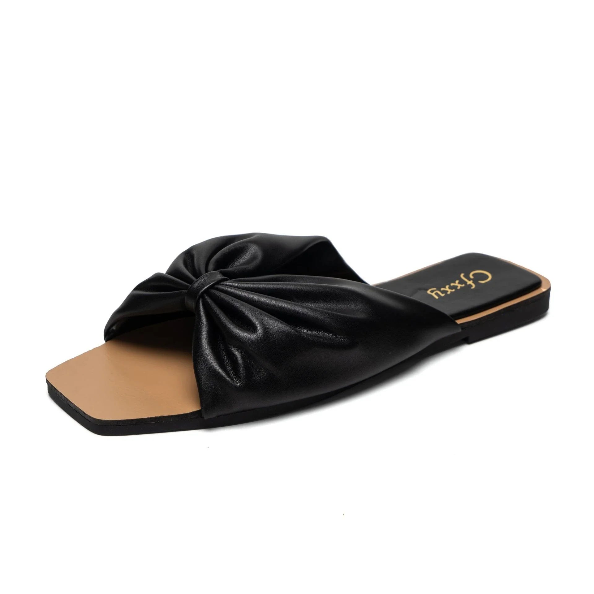 Bowknot Sandals and Slippers in various colors with a square toe and flat bottom design