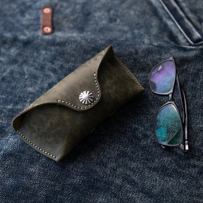 Fog Wax Leather Glasses Case in Foggy Waxy Coffee, Blue, and Pink Colours - Premium New Zealand-Made Eyewear Accessory