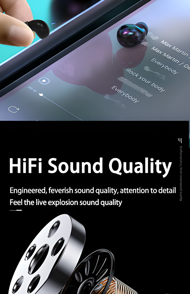 Ultra-lightweight Bluetooth 5.3 Invisible Earbuds with Immersive 6D Surround Sound, Noise Reduction, and Long Battery Life