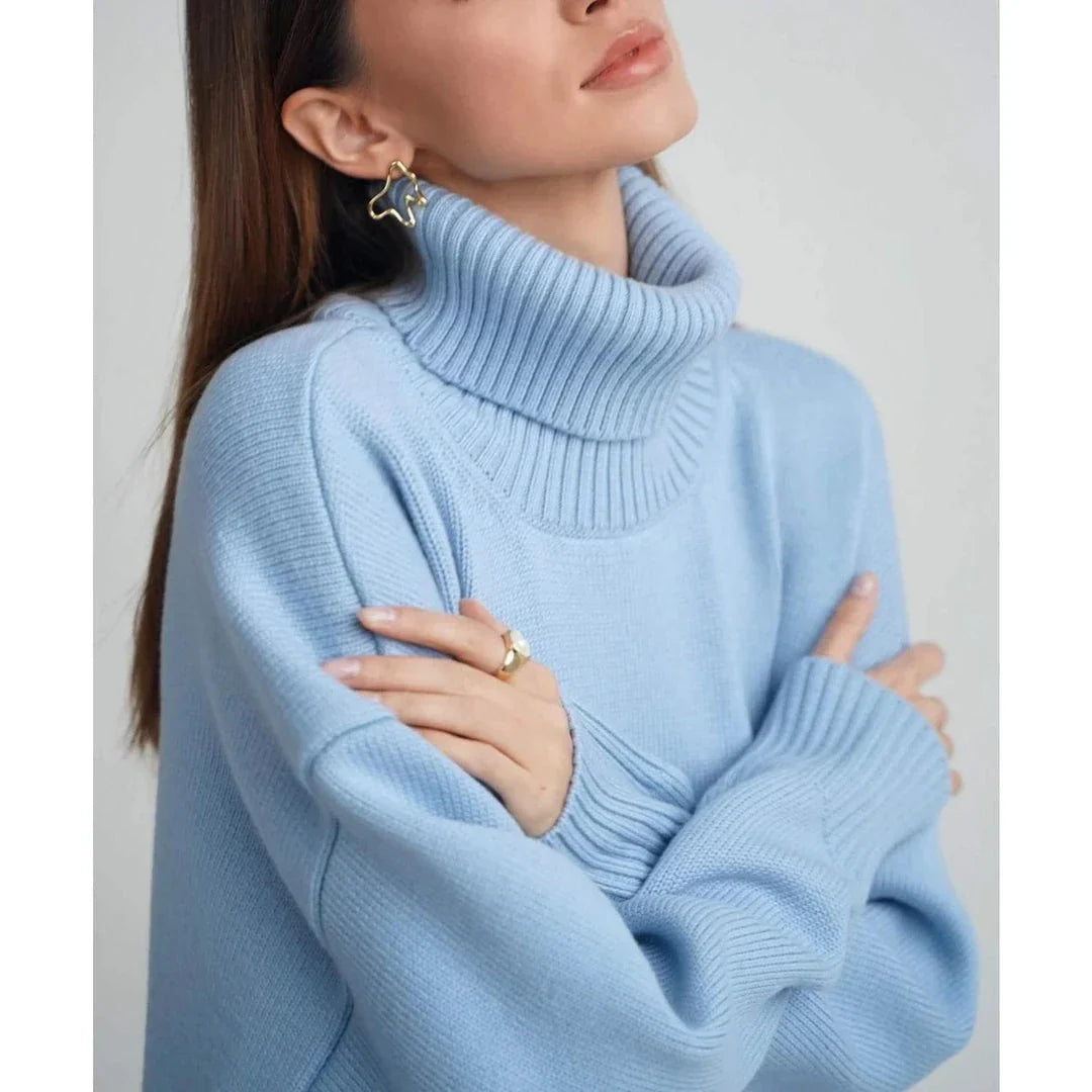 Cosy oversized knitted jumper in blue, perfect for staying warm and comfortable on chilly Kiwi days