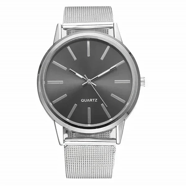 Elegant minimalist quartz business watch with a sleek silver design, suitable for professional Kiwi women