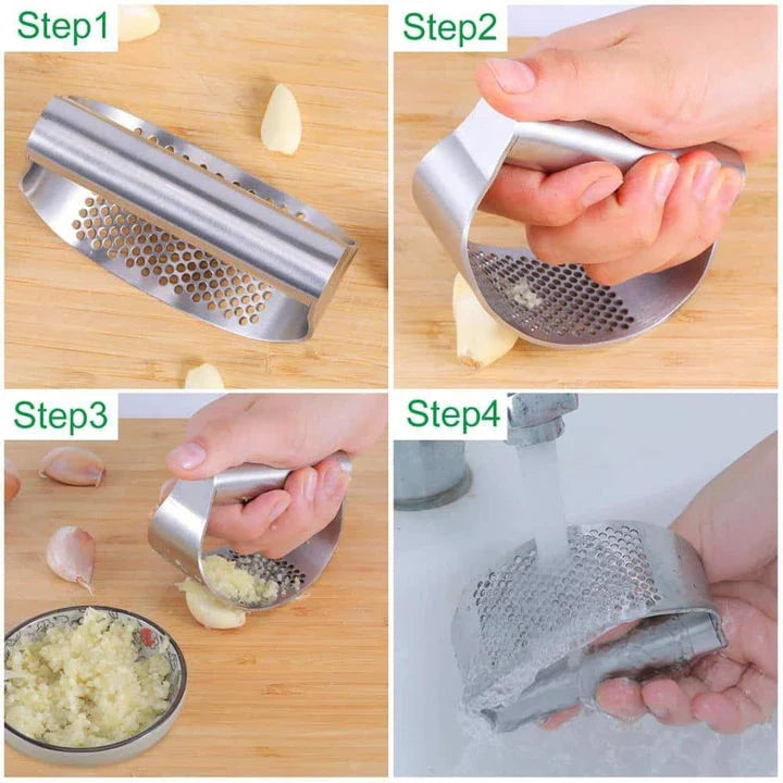 Ergonomic stainless steel garlic press, a must-have kitchen tool for Kiwi home chefs