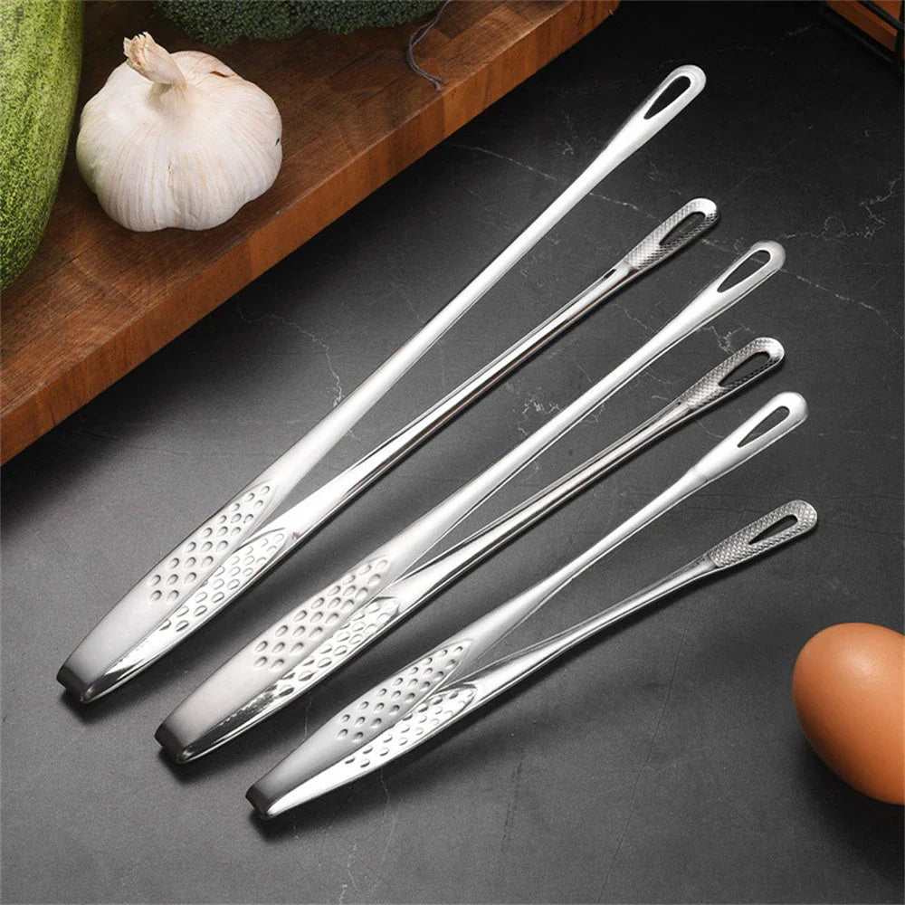 Premium 304 stainless steel grill tongs with a sleek, modern design for secure gripping and easy cleaning