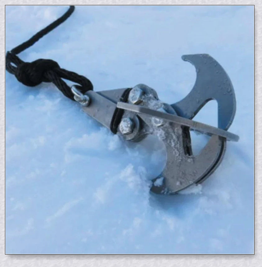 Sturdy stainless steel grappling hook with gravity-powered jaws, designed for outdoor adventures and survival in New Zealand