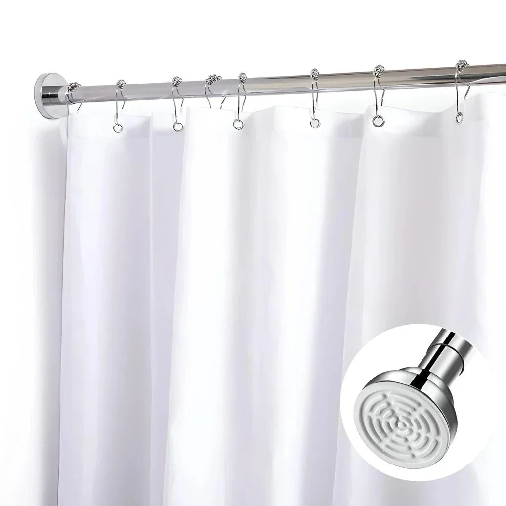 Adjustable stainless steel tension shower curtain rod with multiple size options to fit a variety of spaces in a Kiwi home