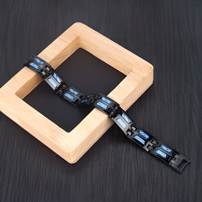 Titanium 4-in-1 Magnetic Energy Wellness Bracelet with powerful magnets, negative ions, and far infrared technology for pain relief and overall wellness