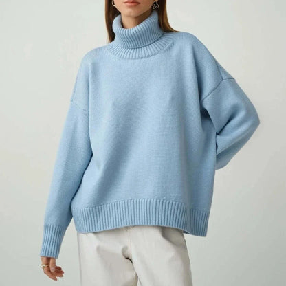 Cosy oversized knitted jumper in blue, perfect for staying warm and comfortable on chilly Kiwi days