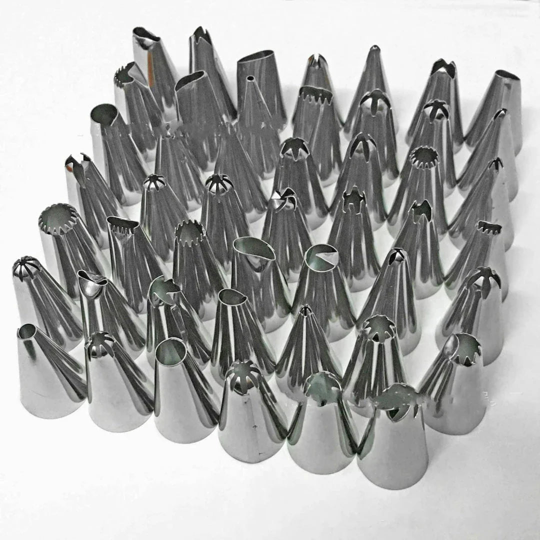 Premium stainless steel cake decorating tips set with 48 versatile pieces for creating professional-quality designs