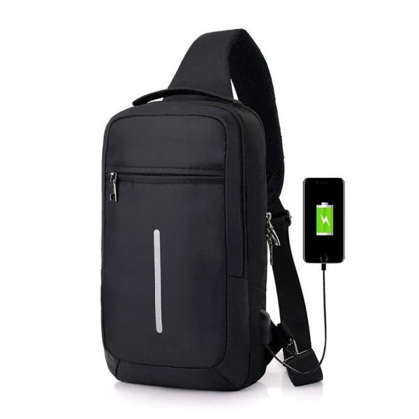 Traby Hand Anti-Theft Chest Bag with USB Charging Port in Black, Navy, and Grey colors