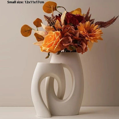 Stylish ceramic vase with abstract, shaped cross design in various color options to elevate modern home decor