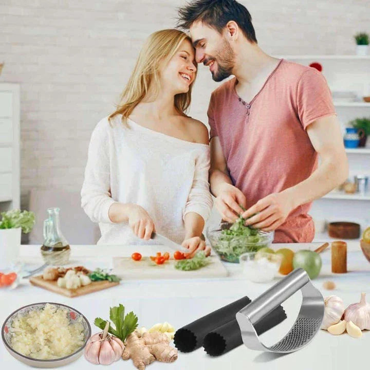 Ergonomic stainless steel garlic press, a must-have kitchen tool for Kiwi home chefs