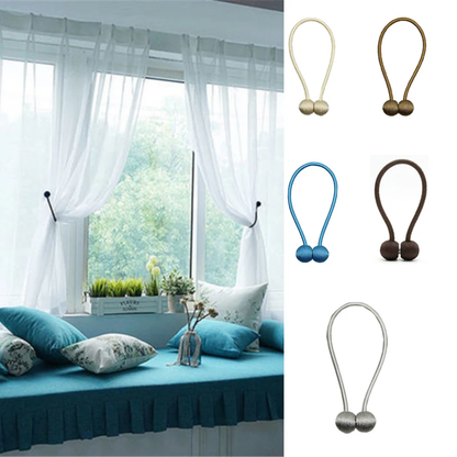 Magnetic curtain tie-backs in various NZ-inspired colours for easy window customisation