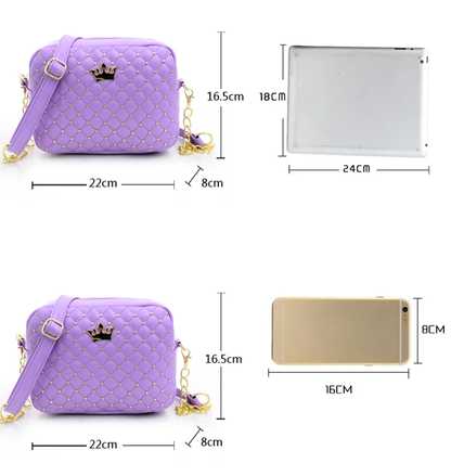 Chic women's fashion purse made of premium PU leather with diamond stitching and gold studs