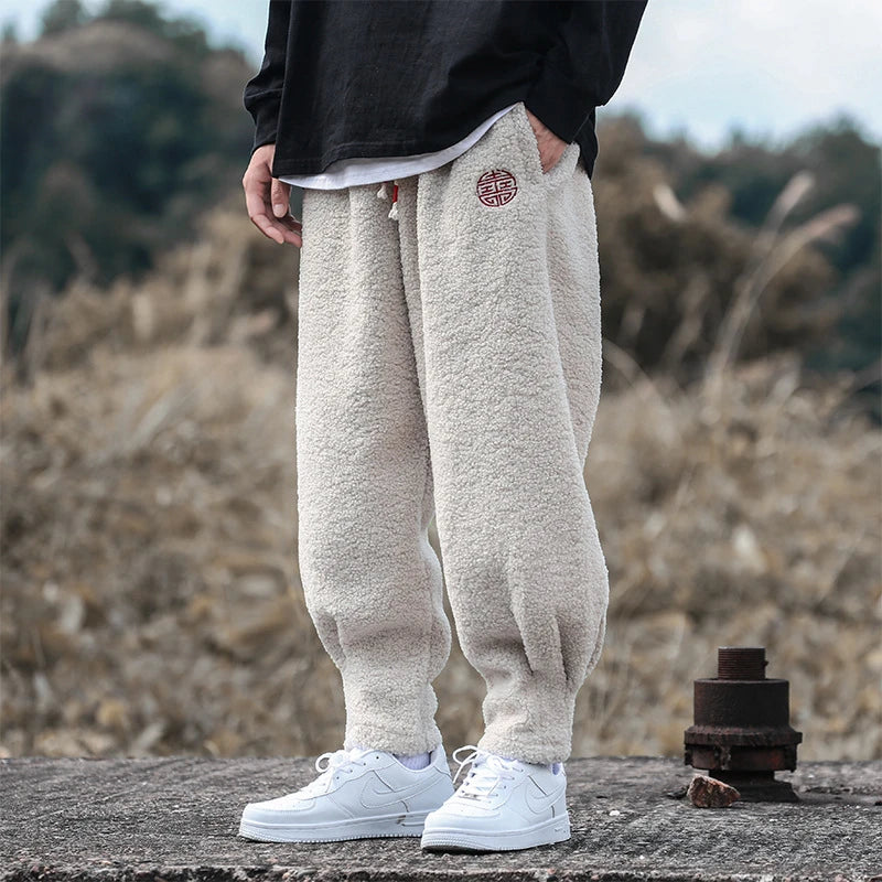 Men's Retro-Inspired Casual Pants in Milky White, Brown and Black, featuring a loose, straight-leg design for all-day comfort and style