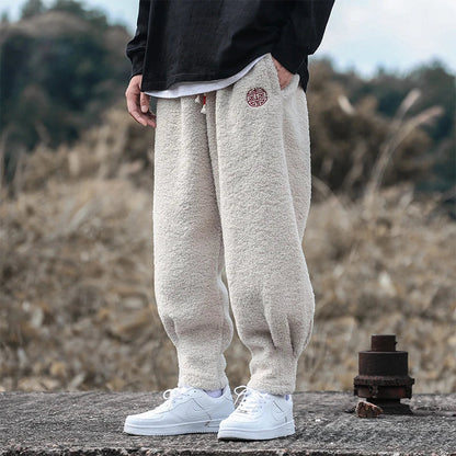 Men's Retro-Inspired Casual Pants in Milky White, Brown and Black, featuring a loose, straight-leg design for all-day comfort and style