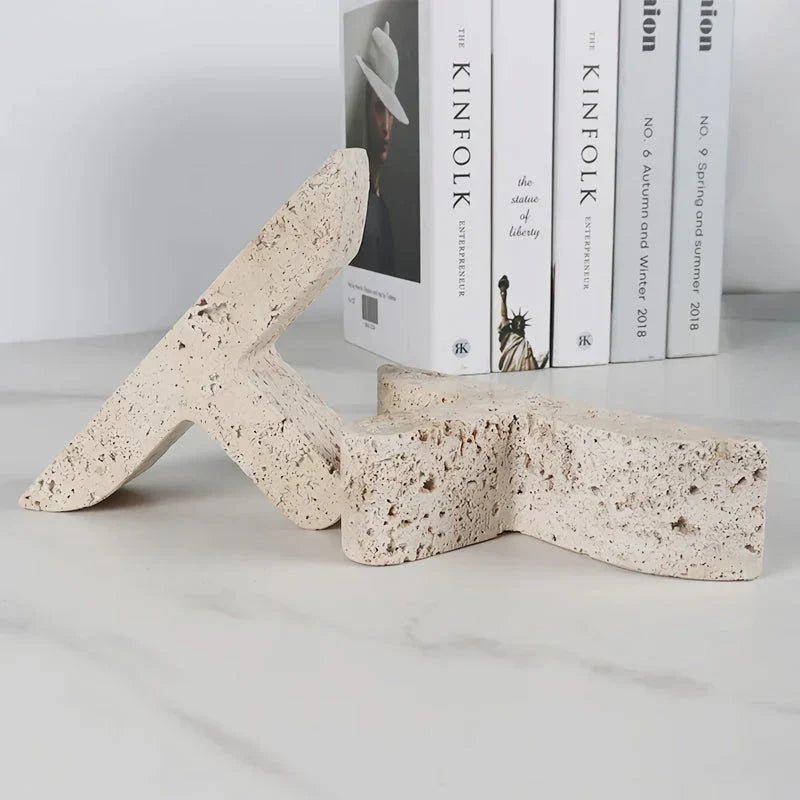 Elegant and Practical Travertine Bookends for Kiwi Homes - Natural Stone Decor for Bookshelves and Mantels