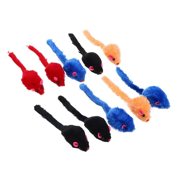 A set of 10 playful mini mouse toys crafted with soft plush materials to engage your Kiwi cat's natural hunting instincts