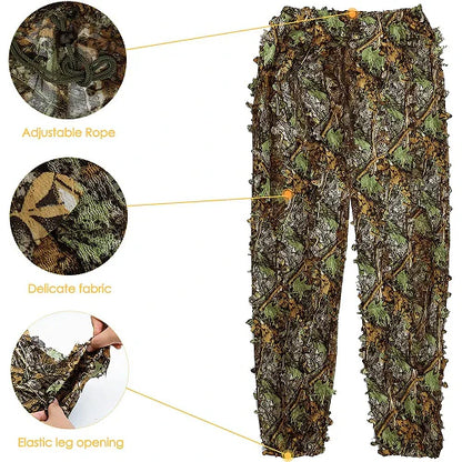 Ghillie Camouflage Camo Suit with 3D leafy design for superior concealment and all-weather performance