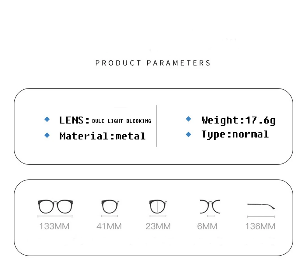 Anti-Blue Light Foldable Metal Reading Glasses with Stainless Steel Frame and Polycarbonate Lenses for Eye Protection