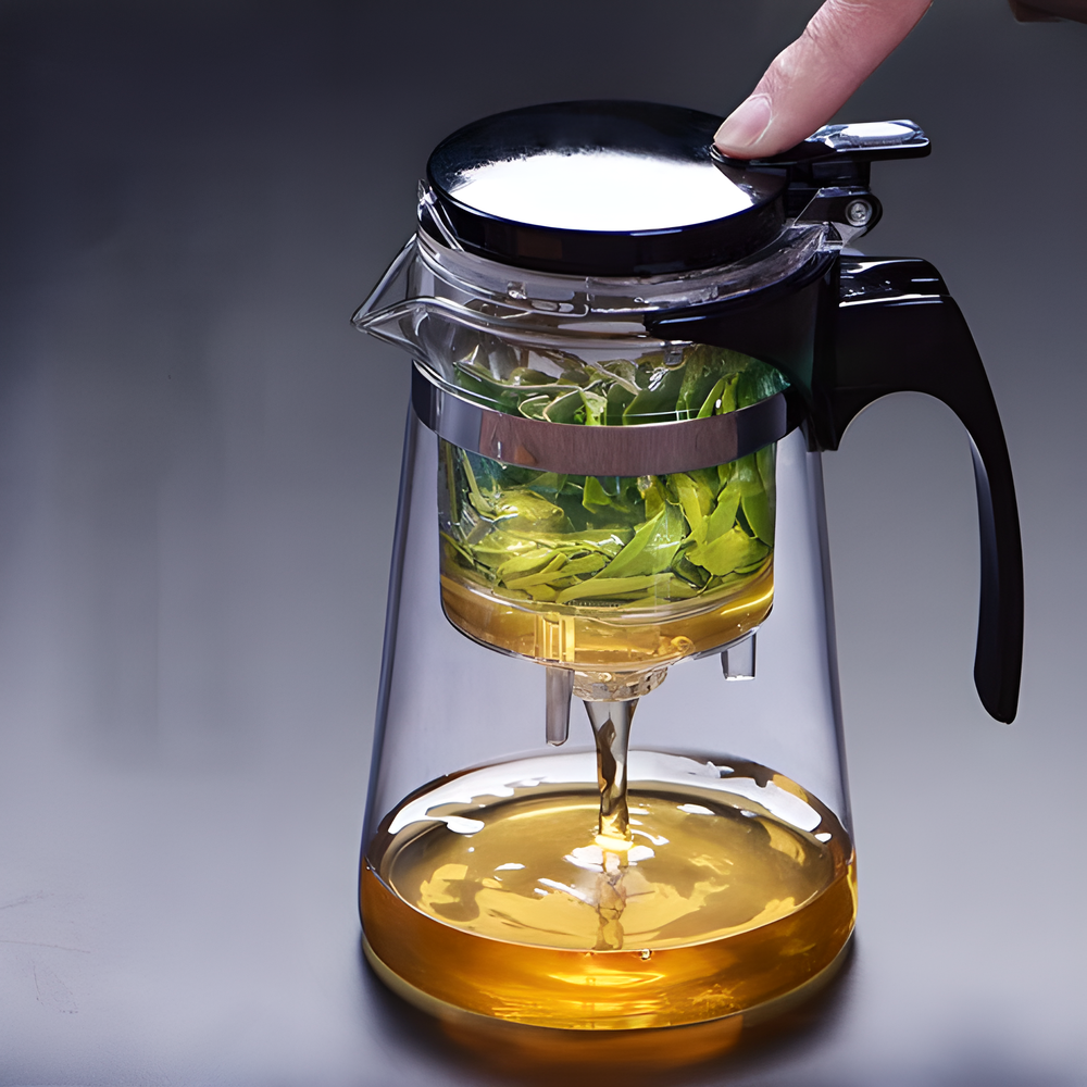 Elegant Japanese Glass Teapot with advanced filtering system, ergonomic handle, and range of sizes to suit individual or group tea servings