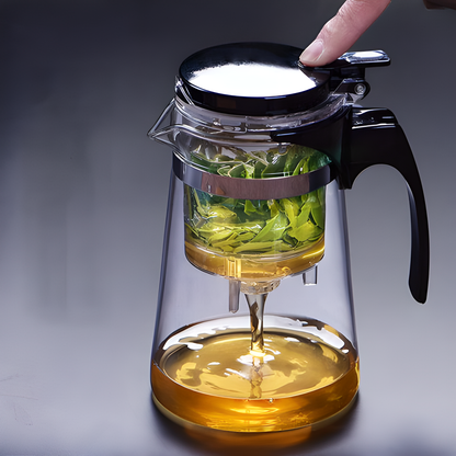 Elegant Japanese Glass Teapot with advanced filtering system, ergonomic handle, and range of sizes to suit individual or group tea servings