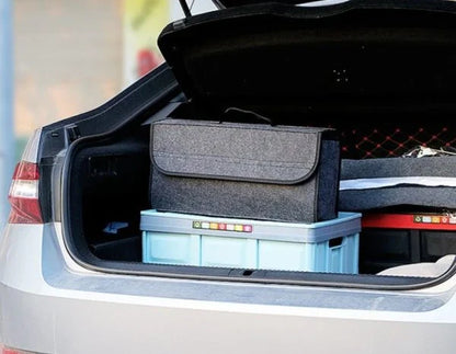 Premium felt foldable car storage box for organizing car interior items and accessories