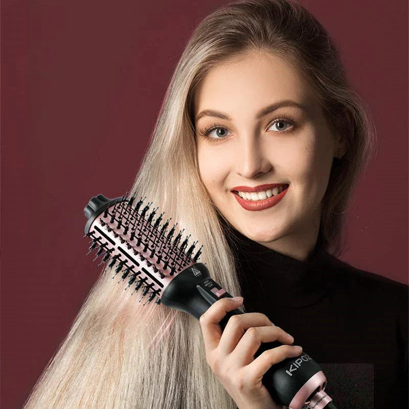 4-in-1 Hot Air Styling Brush with Oval Design for Voluminous Curls and Reduced Frizz