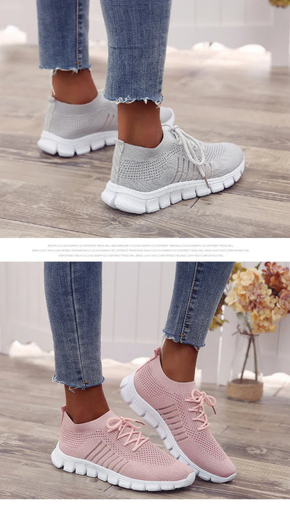 Breathable woven mesh shoes in various colours with a stylish cross-strap design and a durable rubber sole for all-day comfort.