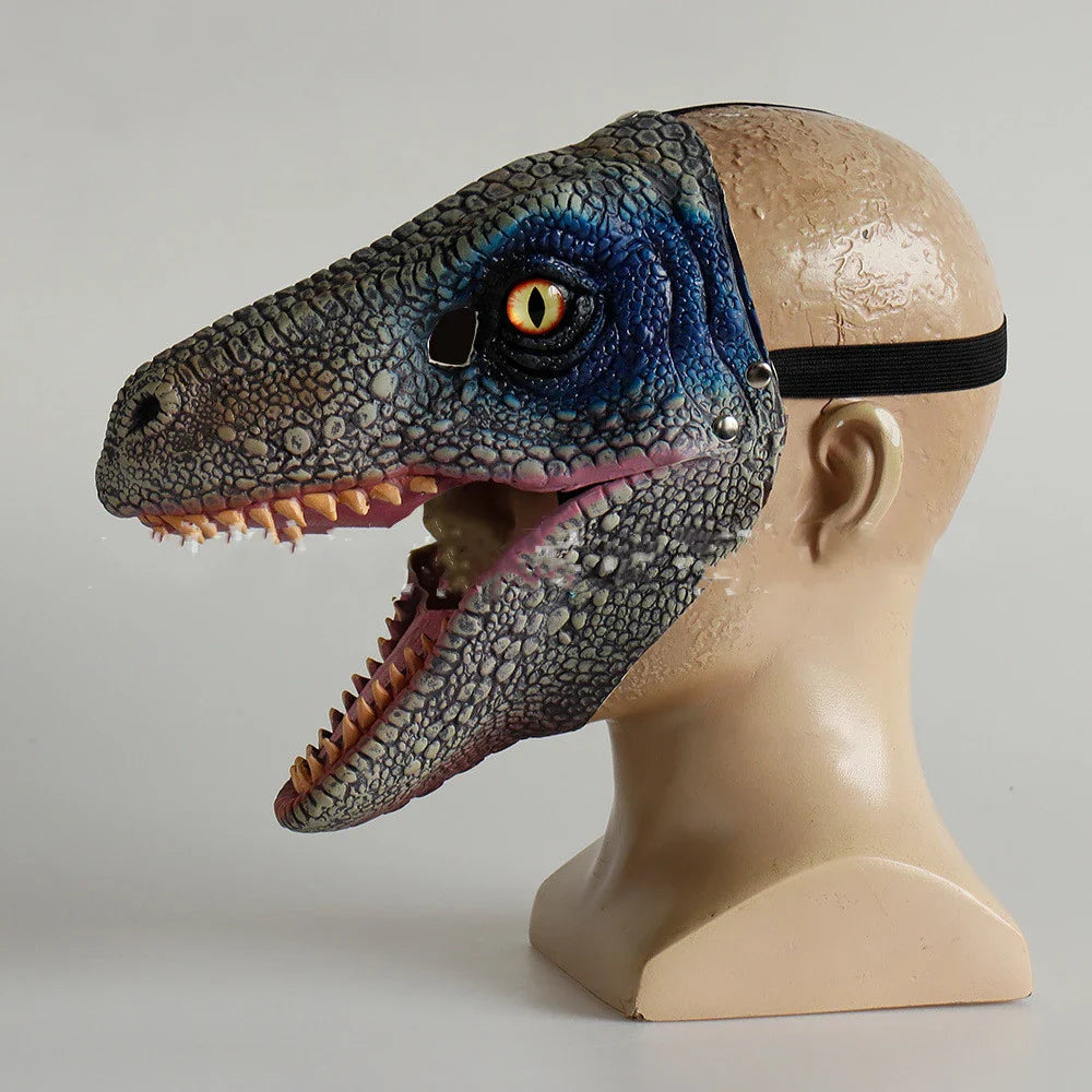 Creepy dinosaur mask with movable mouth, perfect for Halloween costumes and parties