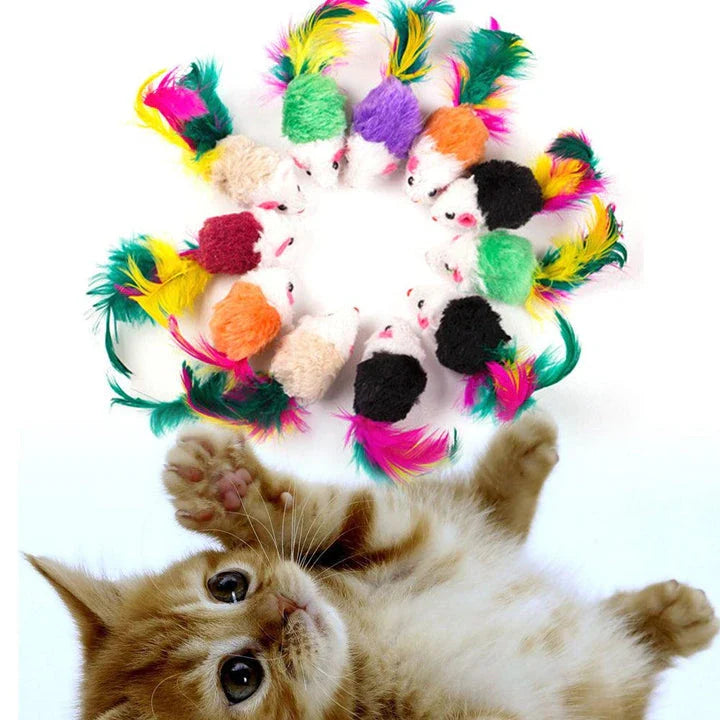 A set of 10 playful mini mouse toys crafted with soft plush materials to engage your Kiwi cat's natural hunting instincts