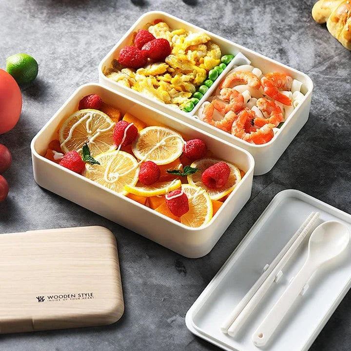 Eco-friendly BPA-free lunch box with spoon and chopsticks, made in New Zealand