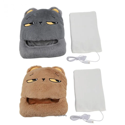 Cozy USB heated foot warmer slippers in a soft, fluffy gray design to keep your toes warm during New Zealand winters