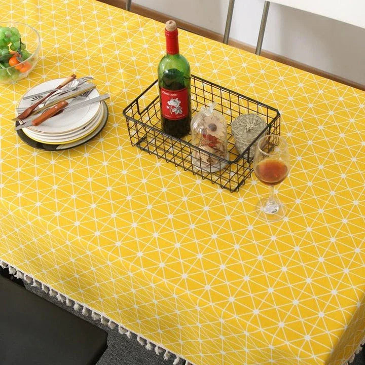 A stylish Nordic-inspired cotton tablecloth in various sizes, suitable for Kiwi homes and dining experiences.