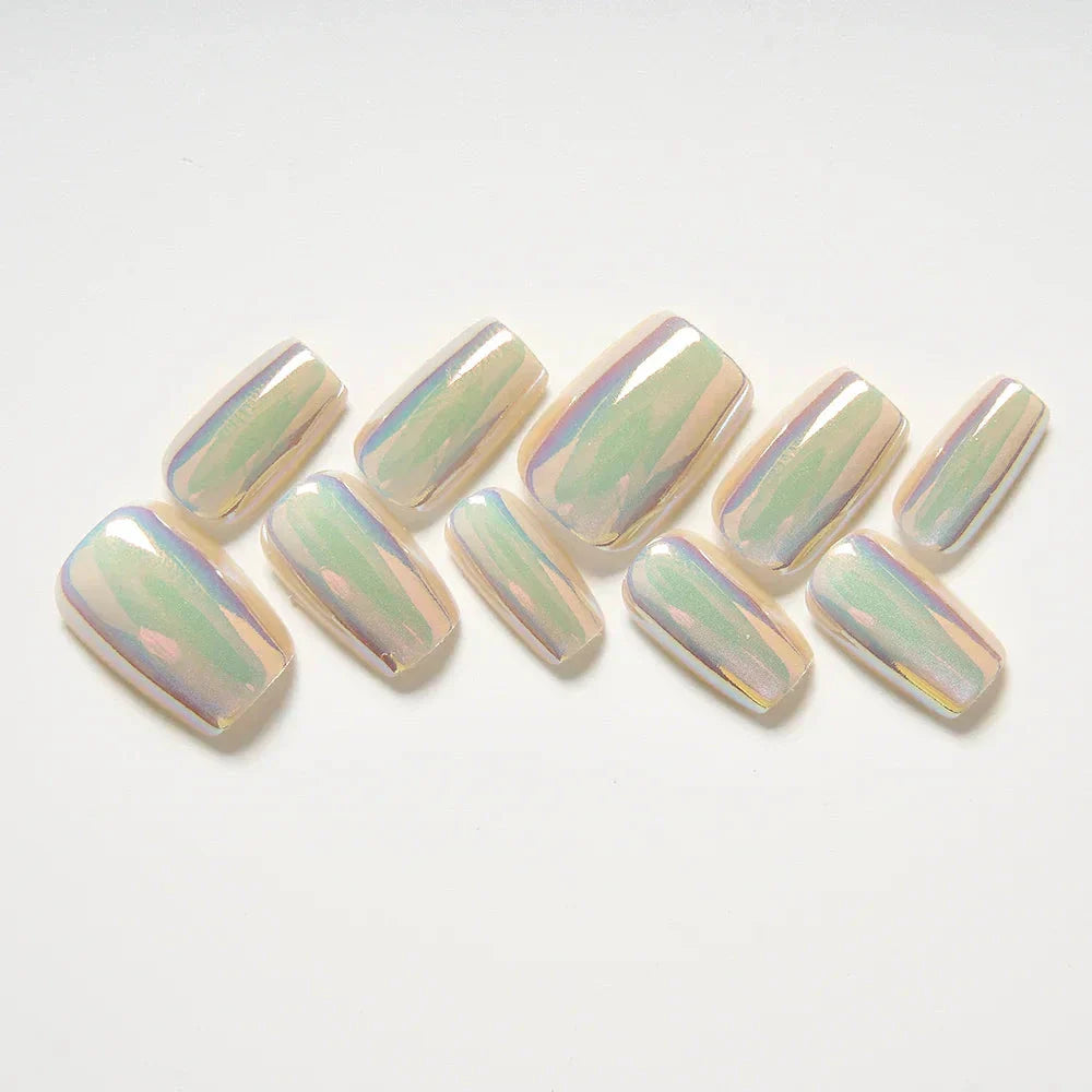 Metallic Mirror Press-On Nails - Short Square UV Acrylic Fake Nails for a Salon-Quality Manicure