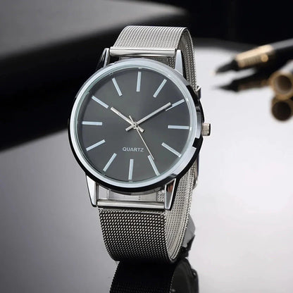 Elegant minimalist quartz business watch with a sleek silver design, suitable for professional Kiwi women