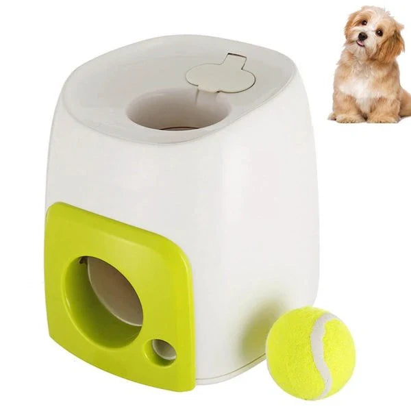 Automatic Tennis Ball Launcher: Interactive indoor and outdoor toy for dogs with adjustable launch distance and power options