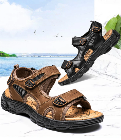 Premium genuine leather sandals with adjustable straps and rubber outsole for outdoor adventures in New Zealand