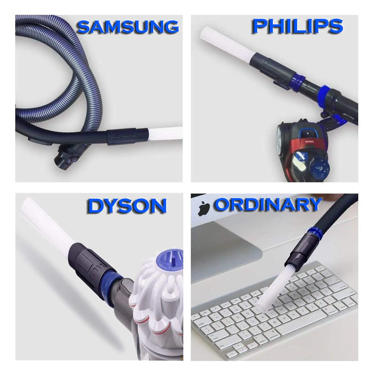 Dust Buster - Versatile vacuum cleaning brush with flexible suction tubes for deep cleaning