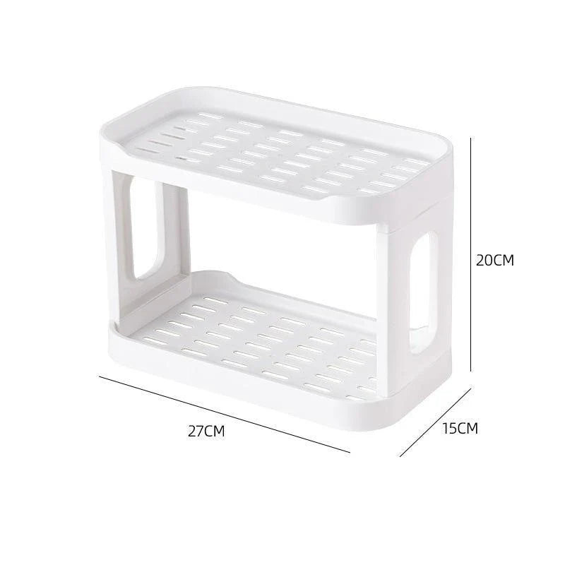 Stylish Double-Layer Desktop Storage Rack in White Color for Organizing Bathroom, Kitchen, and Office Supplies