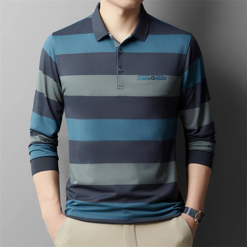 Kiwi-designed fashion t-shirt with colorblock striped pattern and long sleeves