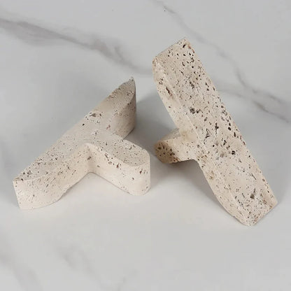 Elegant and Practical Travertine Bookends for Kiwi Homes - Natural Stone Decor for Bookshelves and Mantels