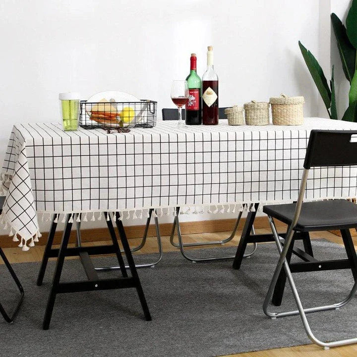 A stylish Nordic-inspired cotton tablecloth in various sizes, suitable for Kiwi homes and dining experiences.