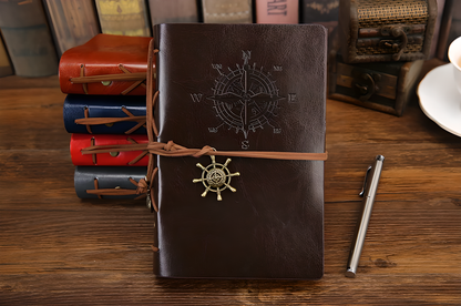 Rustic spiral PU leather journal in various colours, perfect for writing, drawing, and journaling