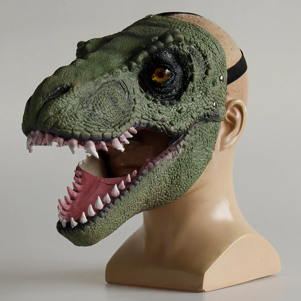 Creepy dinosaur mask with movable mouth, perfect for Halloween costumes and parties