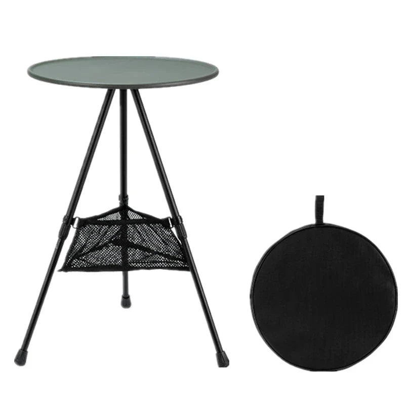 Adjustable Ultralight Portable Camping Round Table with Light Stand - Durable, Portable, and Versatile Outdoor Furniture