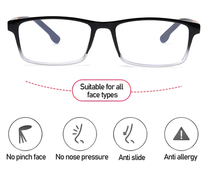 Fashionable Anti-Blue Light Ultra Comfortable Reading Glasses with sleek, stylish frames in a variety of colours