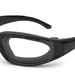 A pair of anti-spill sunglasses designed for use in the kitchen, featuring durable polycarbonate frames and lenses with UV400 protection.