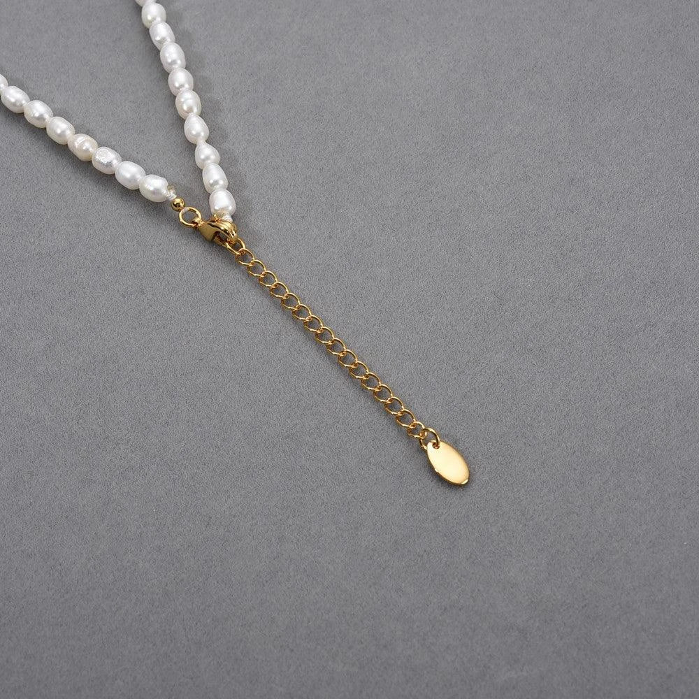 Trendha Natural Freshwater Pearl Necklace with Adjustable 18K Gold-Plated Chain