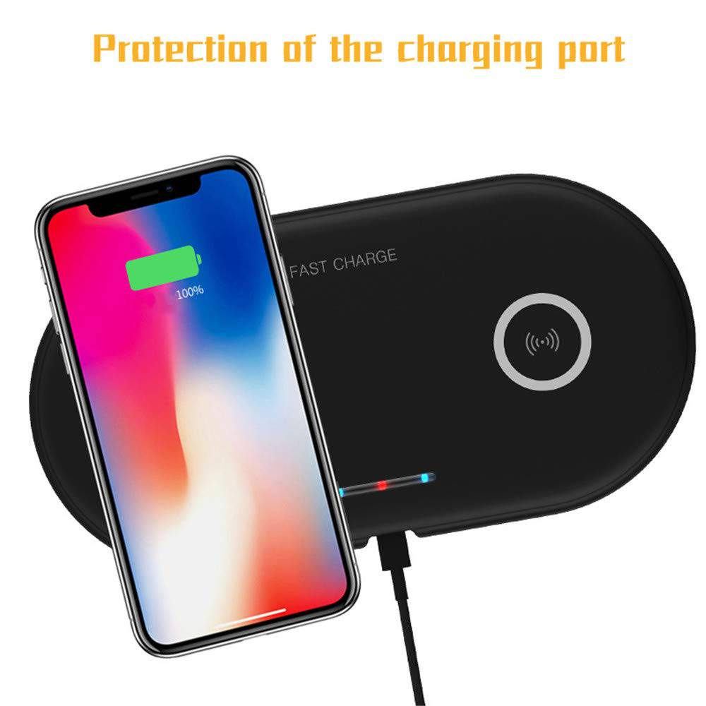 Dual-coil Qi wireless charging pad with silicone base and multiple color options